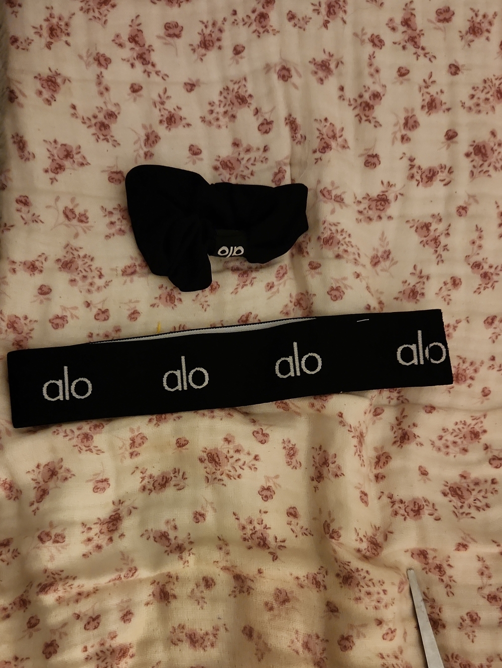 ALO Yoga Black Logo Headband and Scrunchie Duo